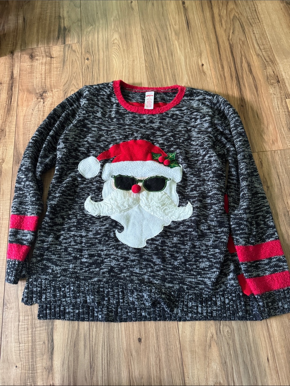 Black & Red Santa Face ugly Christmas Sweater
